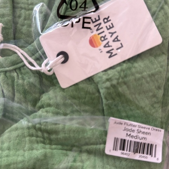 Marine Layer Jude Dress Flutter Sleeve Tiered Swing Midi Jade Sheen Green NWT M - Picture 6 of 8